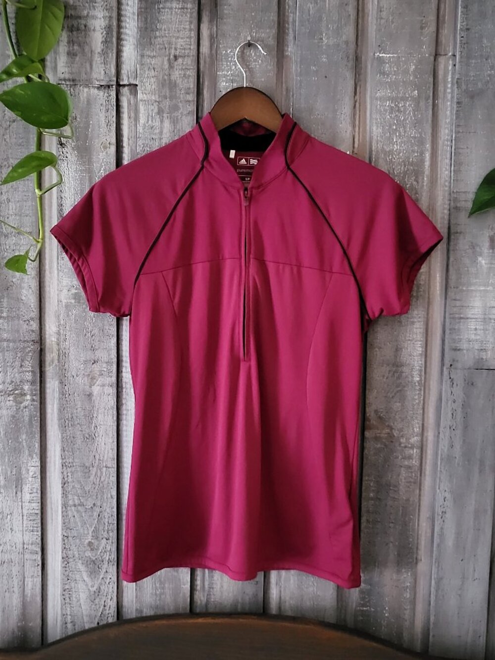 Adidas Magenta Pink puremotion 1/4 Zip Activewear Shirt